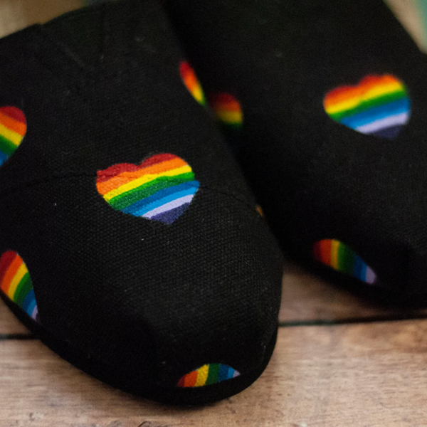Rainbow Heart Custom Toms | Custom Pride Toms