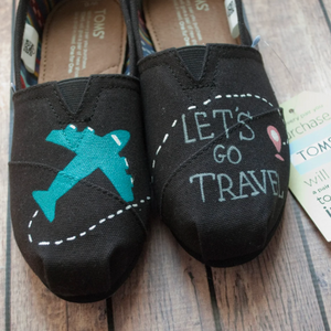 Lets Go Travel Hand Painted Toms