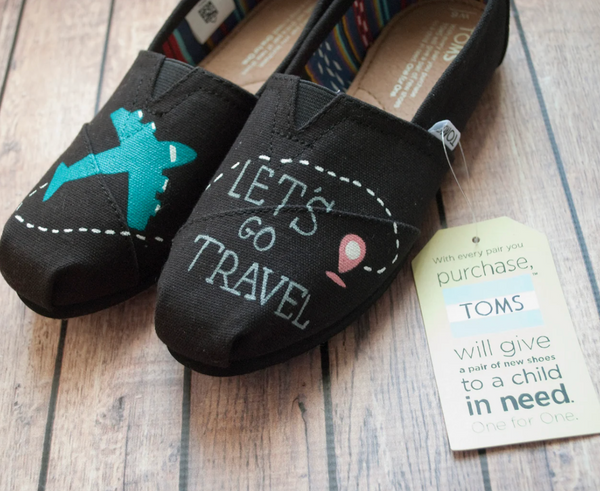 Lets Go Travel Hand Painted Toms