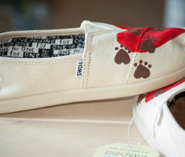 Paw Print On My Heart Hand Painted Toms