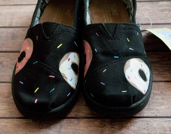 Sprinkled Donut Hand Painted Toms
