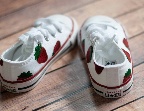 Hand Painted Strawberry Low Top Converse