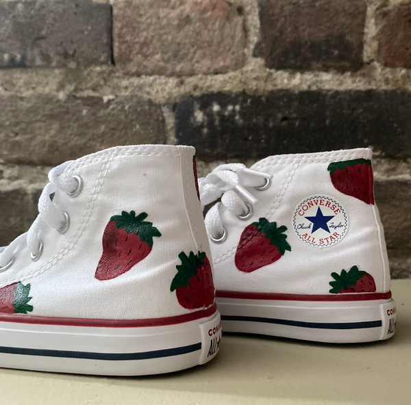 Strawberry Hand Painted High Top Converse