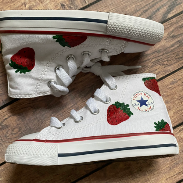 Strawberry Hand Painted High Top Converse