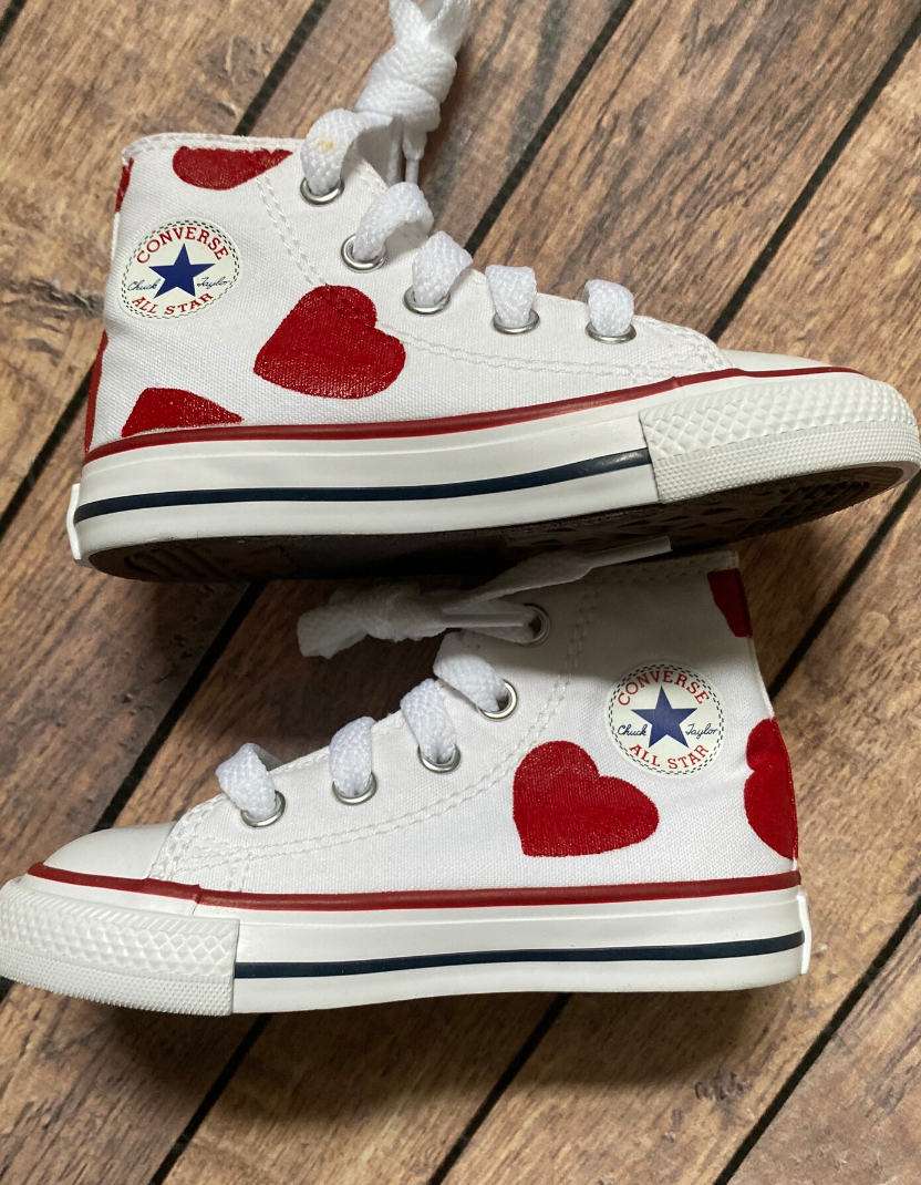 Hand Painted Heart Converse High Top Heart Converse With love Paint