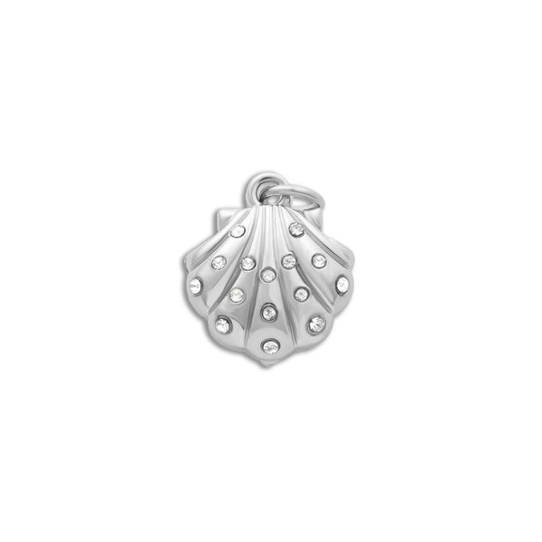 18K Gold PVD Stainless Steel Shell with Stones Charm: Gold