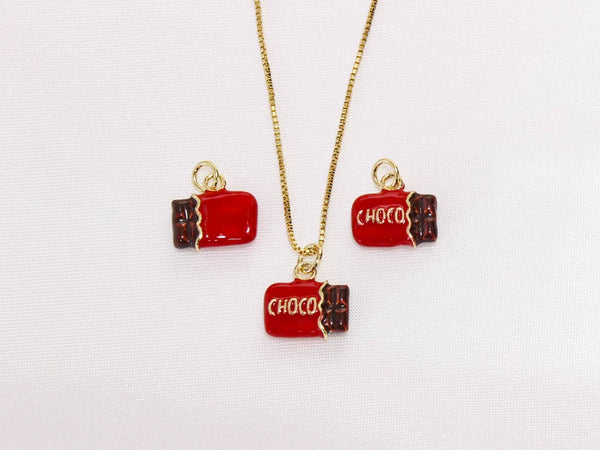 Gold Mini Chocolate Bar Charm for Jewelry Making, CPG2891: 3pcs