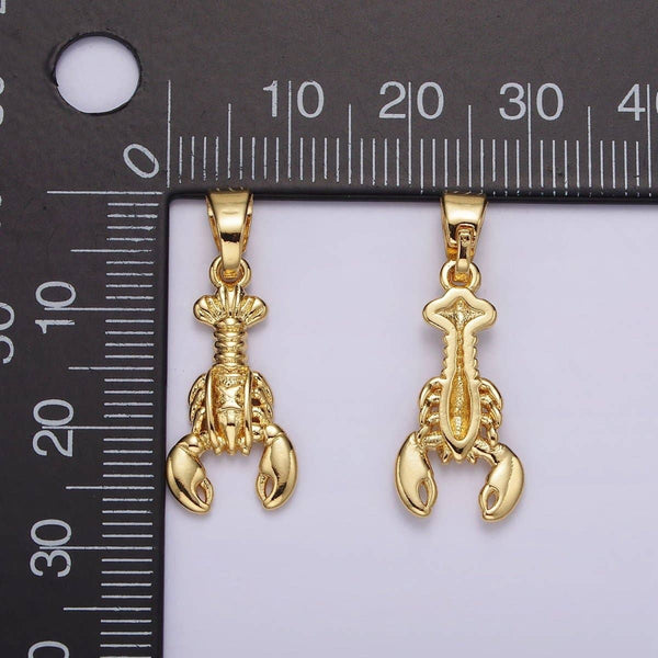 14K Gold Filled Lobster Crustacean Sea Animal Pendant | AH044