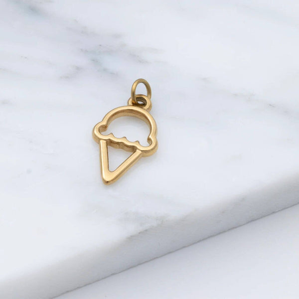 18K Gold PVD Stainless Steel Ice cream Charm: Gold