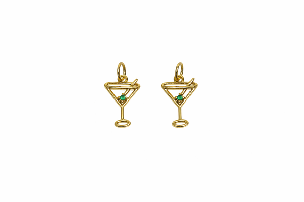 Gold Martini Drink Charm with Olive stick, CPG2909: 3pcs