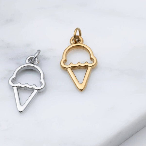 18K Gold PVD Stainless Steel Ice cream Charm: Gold
