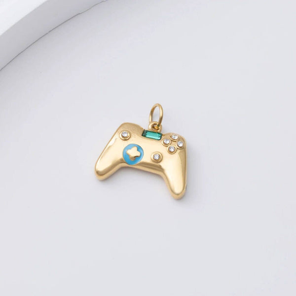 18K Gold PVD Stainless Steel Game Controller Charm: Gold