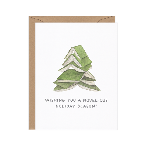 Novel-ous Christmas Tree — Book Pun Holiday Card