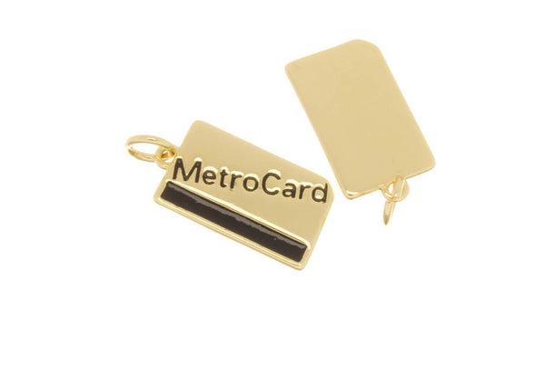 Gold Metro Card Charm, Souvenir, Subway Enthusiast, CPG2528: 6pcs