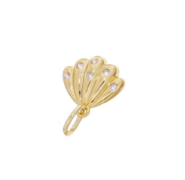 Gold or Silver CZ Clam Shell Charm CPG2192-CPS2192: Gold / 3pcs