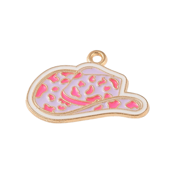 Gold Alloy Pink Cowboy Hat Charm