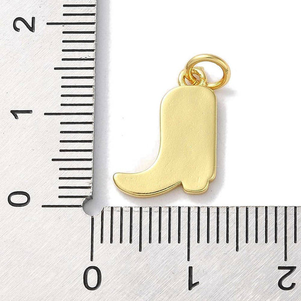 18k Gold Plated Brass Star Cowboy Boot Charm: Hot Pink