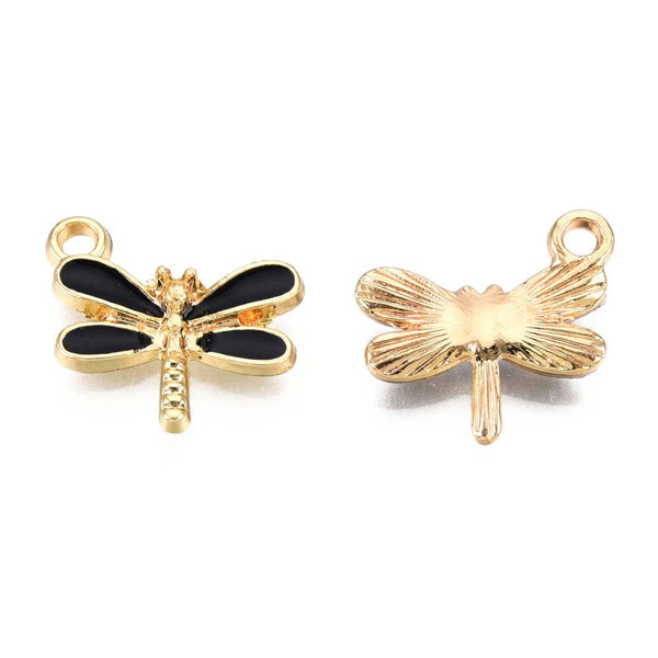 Gold Alloy Dragonfly Charm: Pink