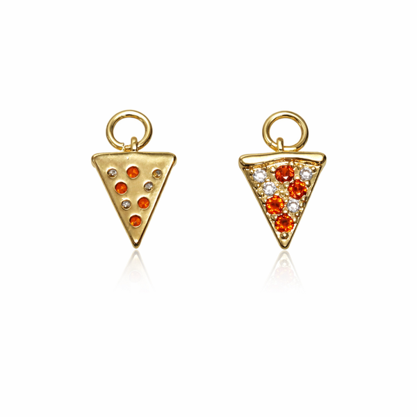 Gold Pizza Charm Pendant for Jewelry Making CPG2990: 3 pieces