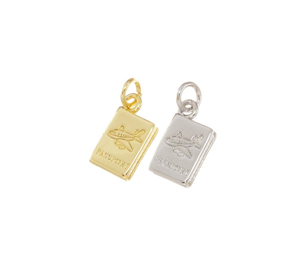 Airplane Passport Charm Aviation Gift for TravelersCPG769: Gold / 10pcs