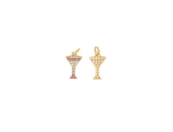 18k Gold Party Drink Cocktail Glass Charm Set CPG1543: 5pcs