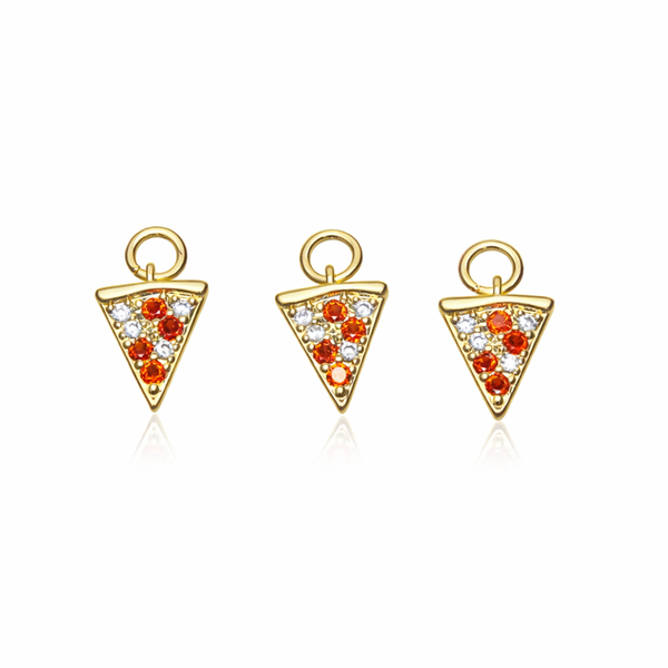 Gold Pizza Charm Pendant for Jewelry Making CPG2990: 3 pieces