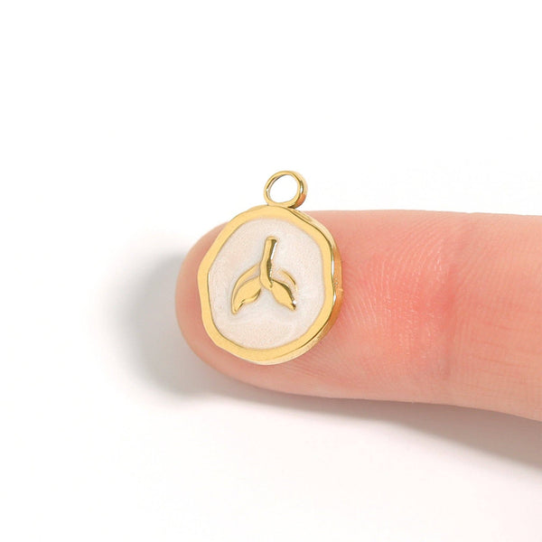 18K Gold PVD Whale Tail Epoxy Charm: Gold