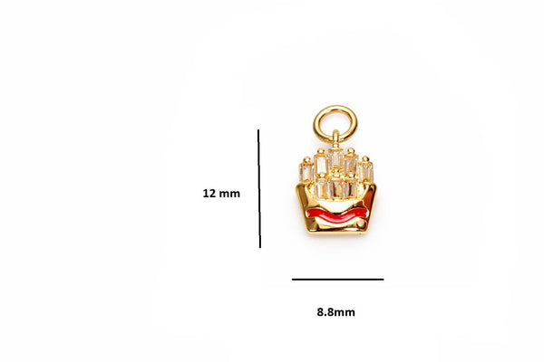 French Fries Charm for Jewelry Making, Potato Fries CPG2987: 3pcs