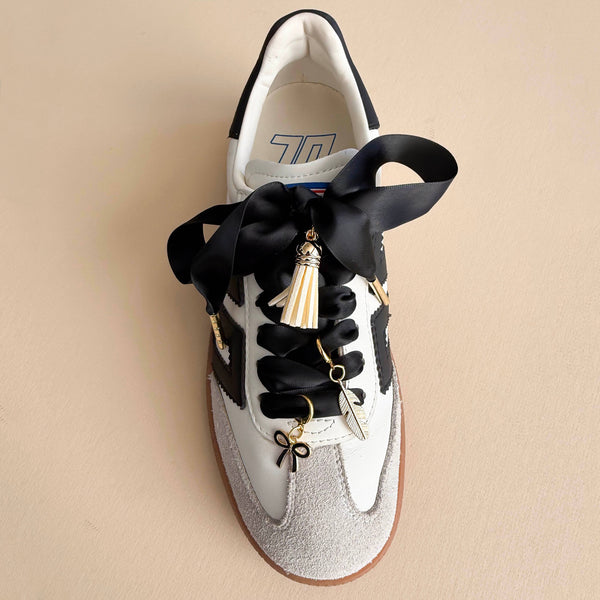 Shoe Charm and Lace Sets –  Shoelace Accessories: Navy Gingham/Evil Eye/Bolt/Feather