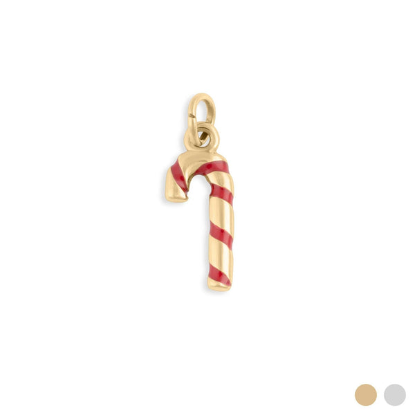 18K Gold PVD Stainless Steel Candy Cane Charm: Gold