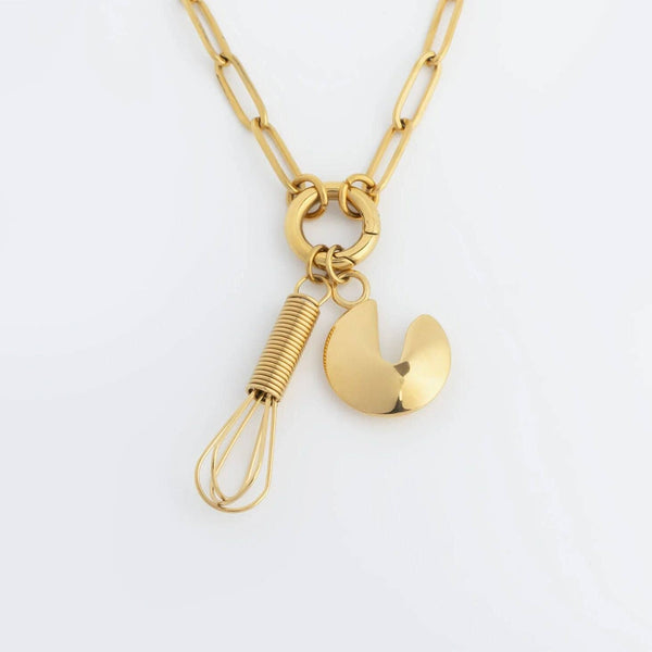 18K Gold PVD Stainless Steel Whisk Charm: Gold