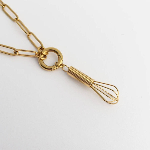 18K Gold PVD Stainless Steel Whisk Charm: Gold