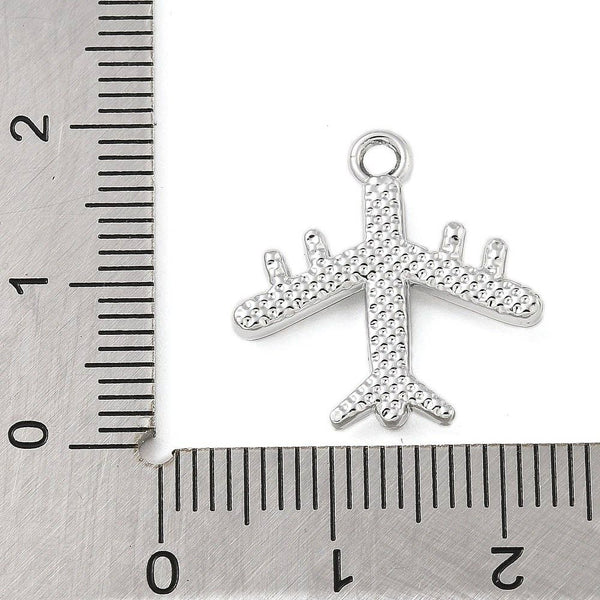 Alloy Rhinestone Airplane Charm: Gold