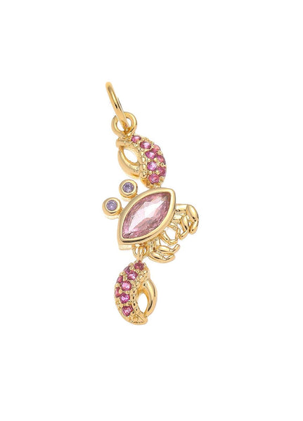 Gold CZ Crab Charm for Sealife Jewelry Making CPG1560: 3pcs