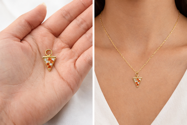 Gold Pizza Charm Pendant for Jewelry Making CPG2990: 3 pieces