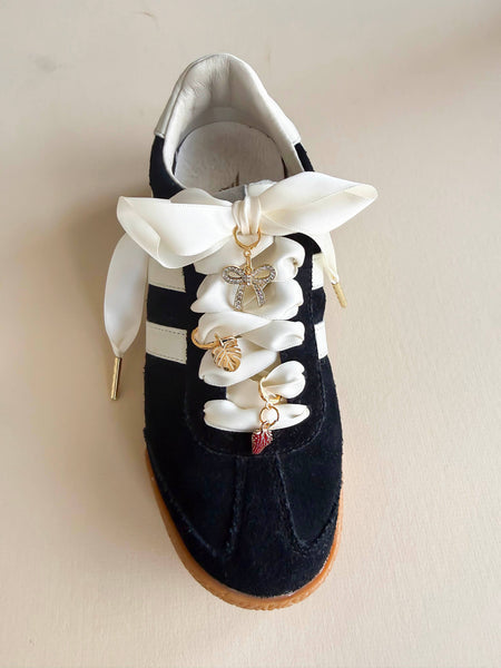 Shoe Charm and Lace Sets –  Shoelace Accessories: Navy Gingham/Evil Eye/Bolt/Feather