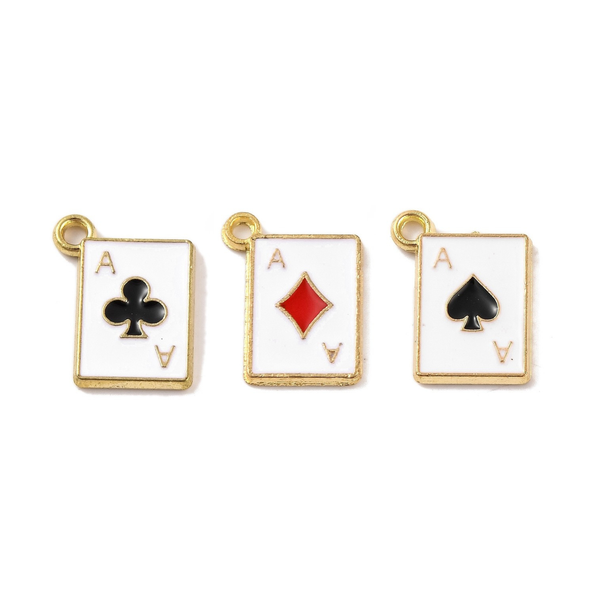Gold Alloy Poker Card Charm: Spade