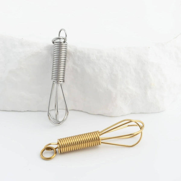 18K Gold PVD Stainless Steel Whisk Charm: Gold