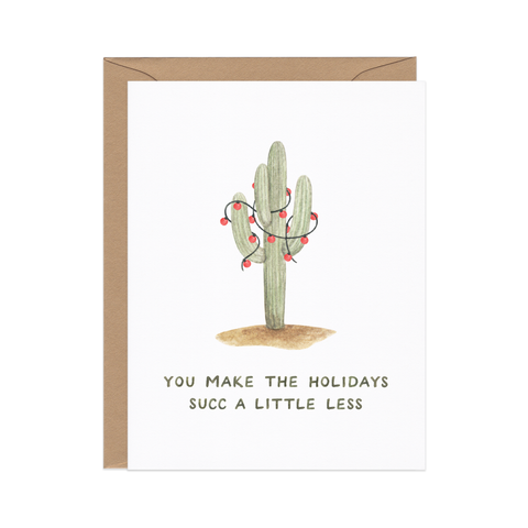 Succ A Little Less — Cactus Pun Christmas Card