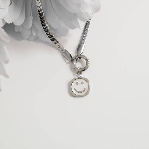 18K Gold PVD Stainless Steel Mother of Pearl Smiley Charm: Gold