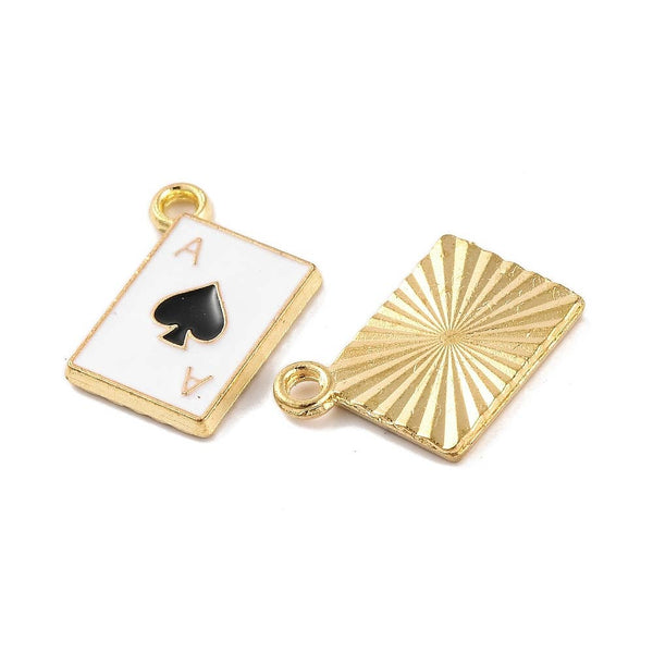 Gold Alloy Poker Card Charm: Diamond