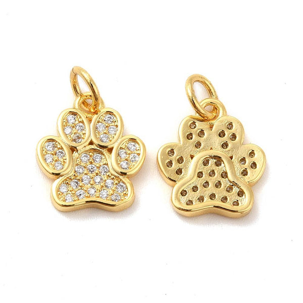 18k Gold Plated Brass Paw Print Charm