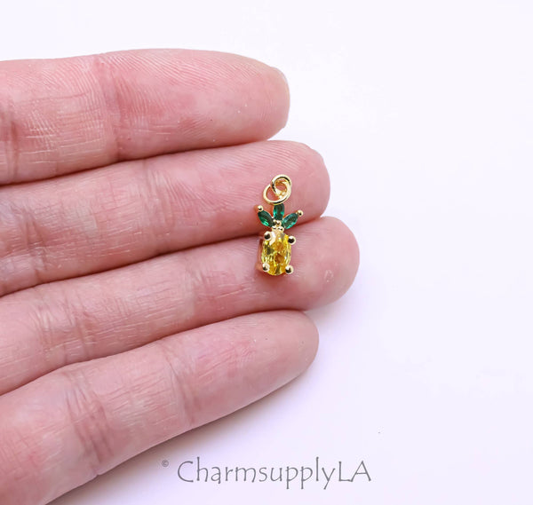Gold Pineapple Charm Tropical Summer Vibe CPG346: 5pcs