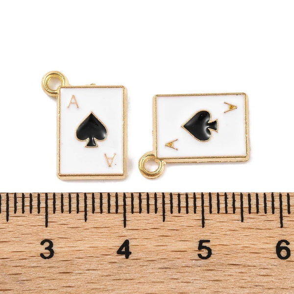 Gold Alloy Poker Card Charm: Diamond