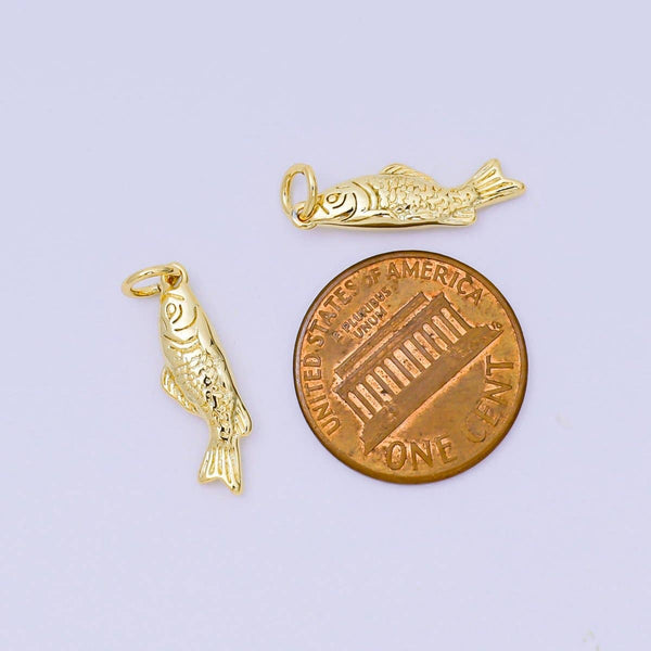 24K Gold Filled 19.5mm Aqua Sea Fish Charm | AJ-381