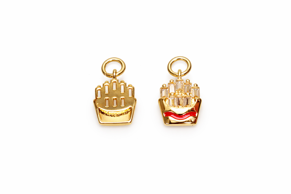 French Fries Charm for Jewelry Making, Potato Fries CPG2987: 3pcs