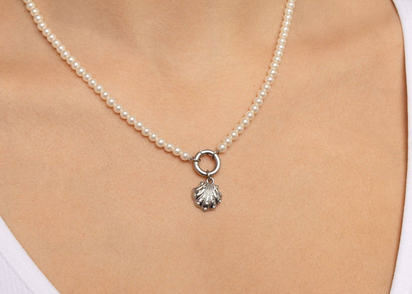 18K Gold PVD Stainless Steel Shell with Stones Charm: Gold