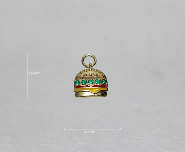 Burger Charm for Jewelry Making, Food charm CPG2989: 3pcs