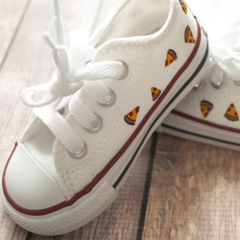 Hand Painted Pepperoni Pizza Slice Converse | Kids Low Top Pizza Converse