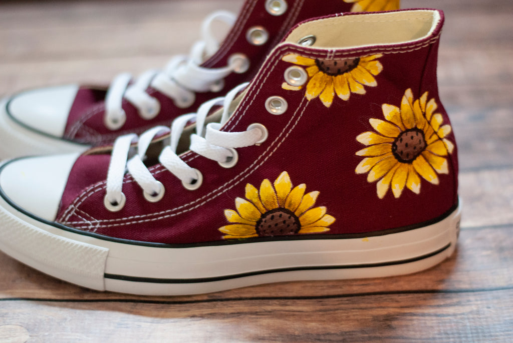 Sunflower High Top Converse Custom Sunflower Converse – With